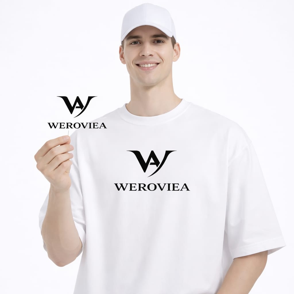 Luxury 250 GSM Oversized White T Shirt Signature Eagle Back Artwork WEROVIEA